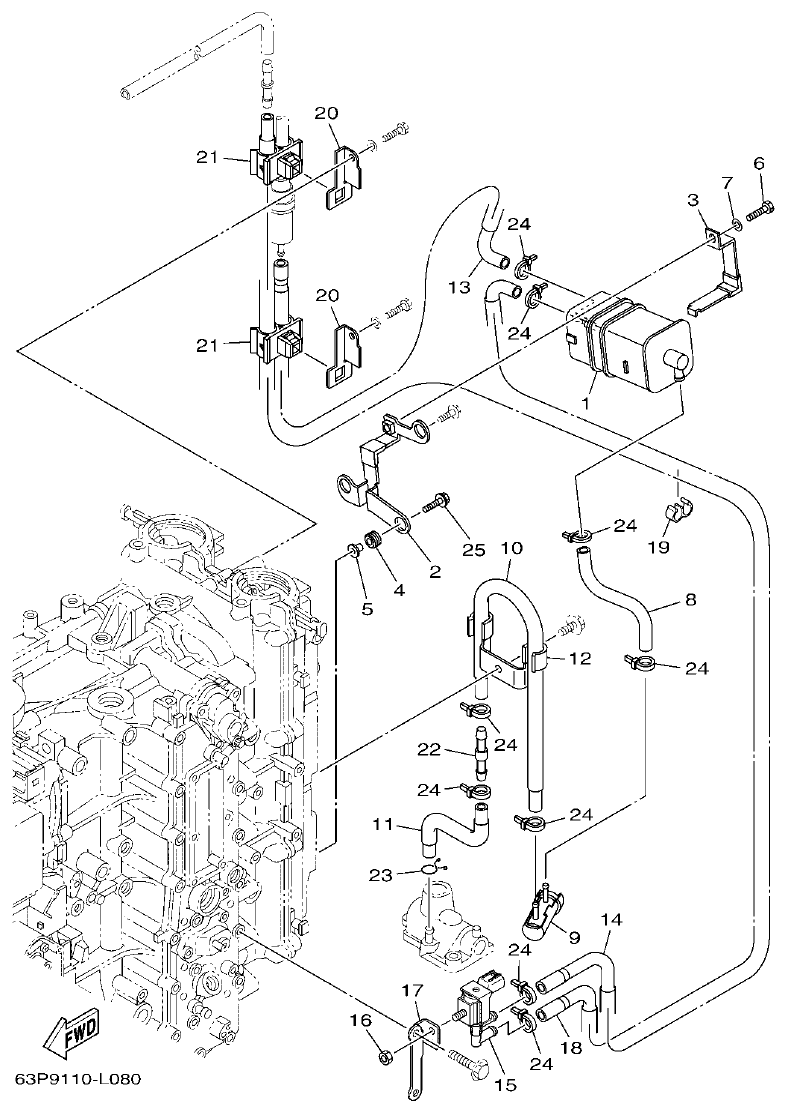 Yamaha F150BET, FL150BET INTAKE 2 parts diagram